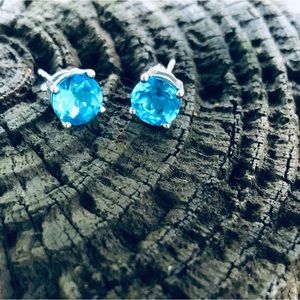 Blue Topaz Stud Earrings